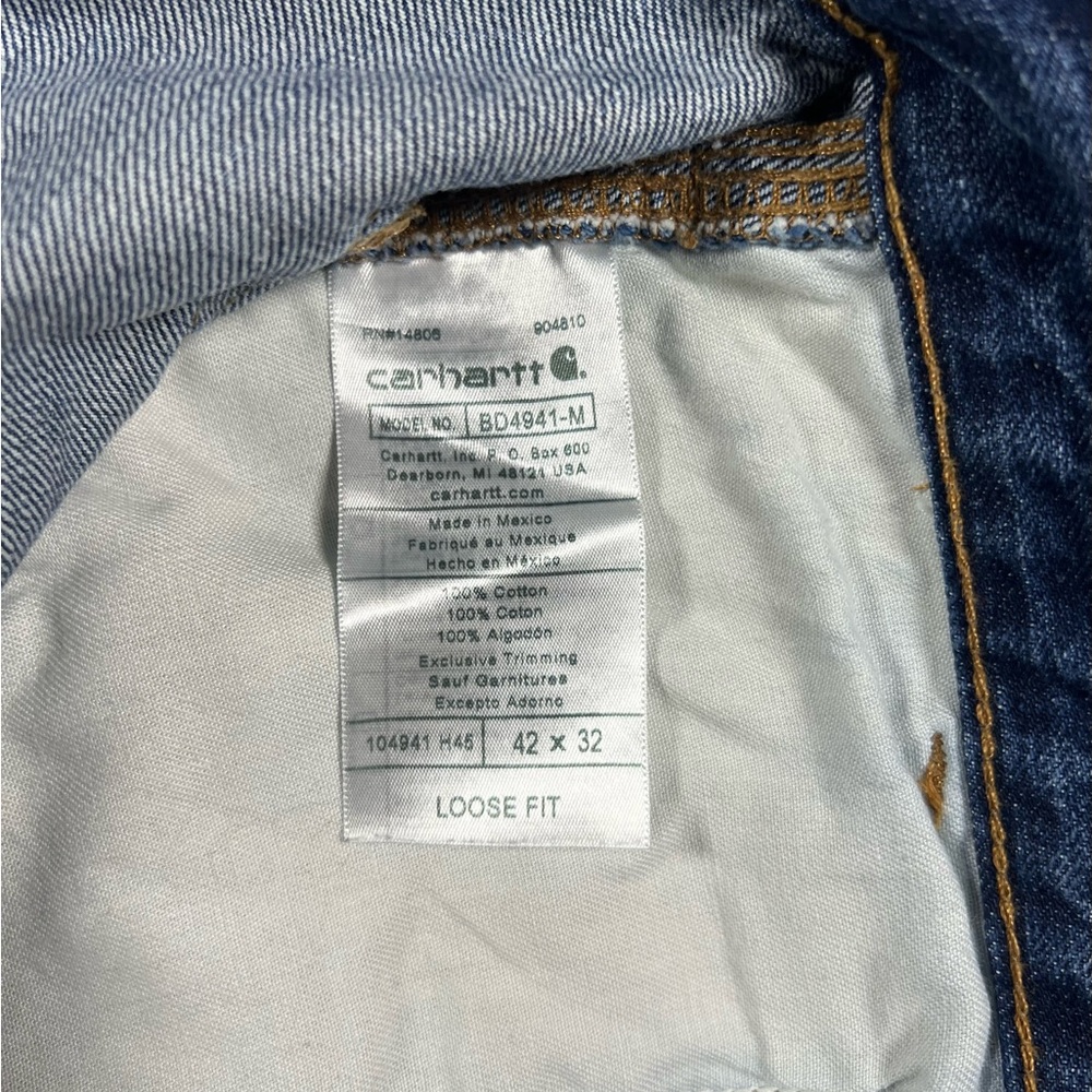 Carharrt Men’s Loose Fit Denim Carpenter Jeans Men Size 42x32 - Picture 5 of 11